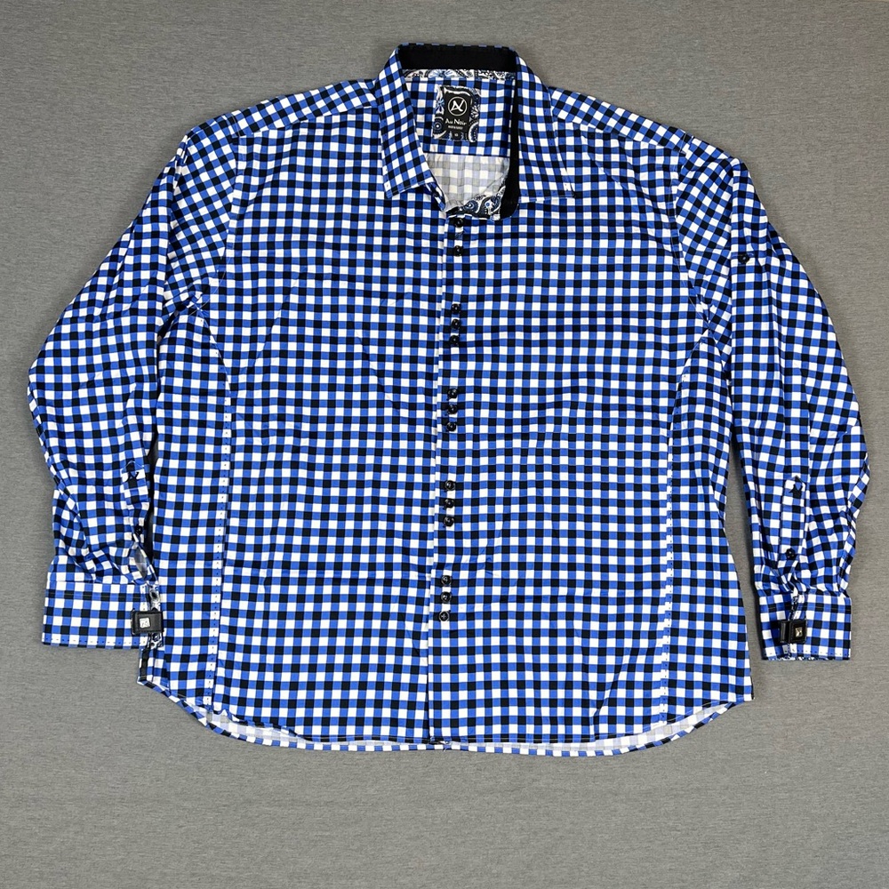 Au Noir Blue and White Checkered Men's Shirt